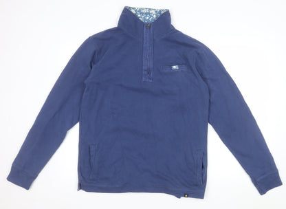 Joe Browns Women Blue 1/2 Zip Pullover Sweatshirt M 100% Cotton