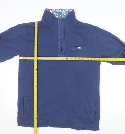 Joe Browns Women Blue 1/2 Zip Pullover Sweatshirt M 100% Cotton
