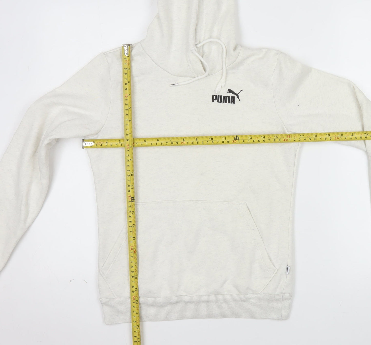 Puma Womens Beige Pullover Hoodie XXS Cotton Blend