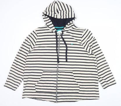 Silver Lake Collection Women's Beige & Black Striped Full Zip Hoodie Size 22/24