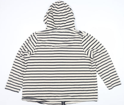 Silver Lake Collection Women's Beige & Black Striped Full Zip Hoodie Size 22/24