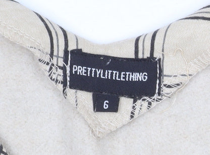 PrettyLittleThing Women Beige Check Pullover Sweatshirt Size 6