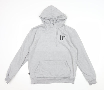 11 Degrees Mens Grey Pullover Hoodie Small Regular Fit