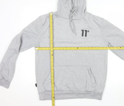 11 Degrees Mens Grey Pullover Hoodie Small Regular Fit