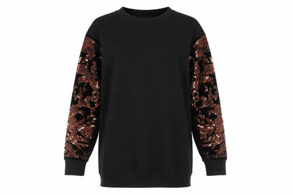 Topshop Womens Black Sequin Sleeve Pullover Sweatshirt UK 8