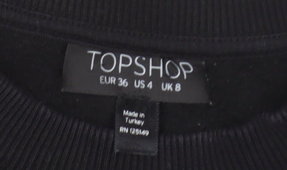 Topshop Womens Black Sequin Sleeve Pullover Sweatshirt UK 8