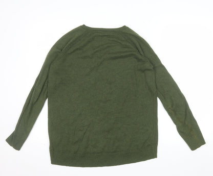 Gap Men's Green V-Neck Wool Blend Pullover Jumper Size S