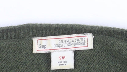 Gap Men's Green V-Neck Wool Blend Pullover Jumper Size S