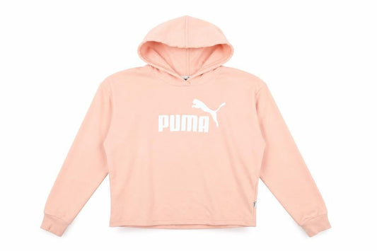 Front view of Puma women’s peach pink pullover hoodie small cotton blend