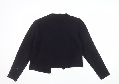 Zara Women’s Black Knit Cardigan M Crew Neck Long Sleeve Classic