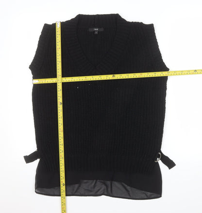 Next Women's Black Chunky V-Neck Knit Sleeveless Vest Jumper Size M