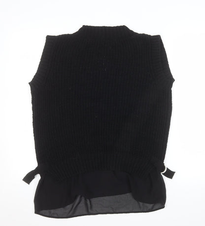 Next Women's Black Chunky V-Neck Knit Sleeveless Vest Jumper Size M