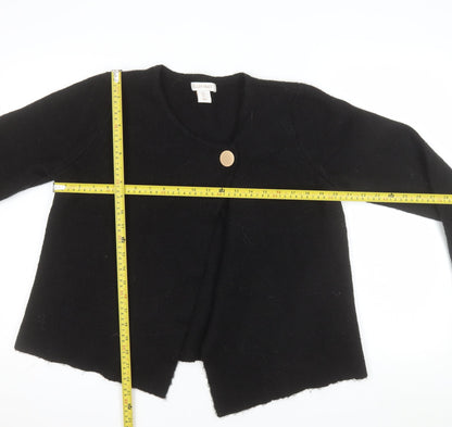 Ellen Tracy Women's Black L Wool Cardigan with Button Detail