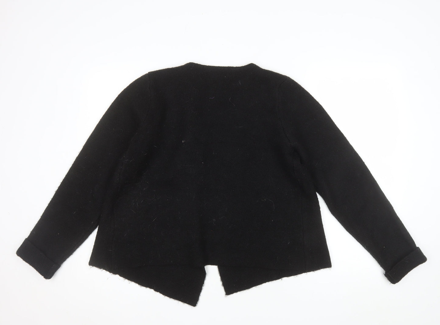 Ellen Tracy Women's Black L Wool Cardigan with Button Detail