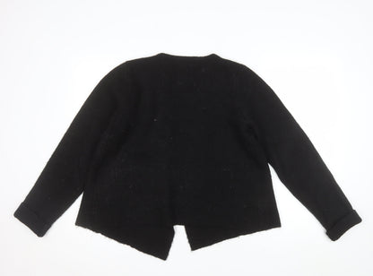 Ellen Tracy Women's Black L Wool Cardigan with Button Detail
