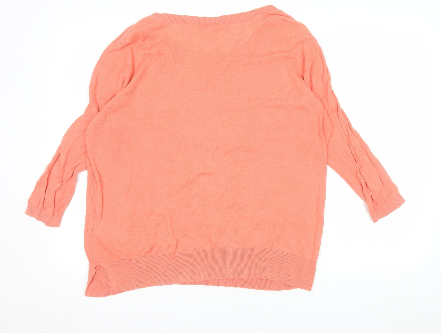 Gap Women’s Pink Linen Cotton 3/4 Sleeve Crew Neck Jumper Medium
