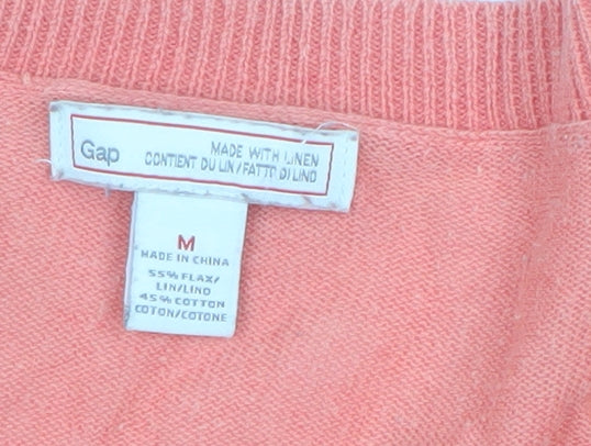 Gap Women’s Pink Linen Cotton 3/4 Sleeve Crew Neck Jumper Medium