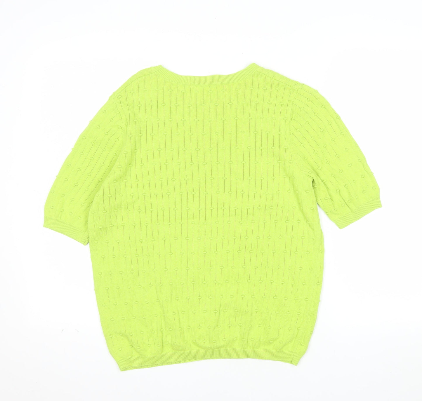 Tu Women Green Short Sleeve Cotton Knit Blouse Size 12