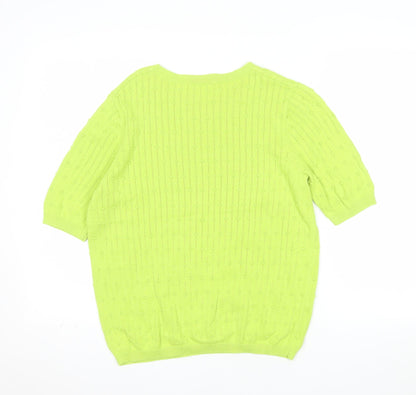 Tu Women Green Short Sleeve Cotton Knit Blouse Size 12
