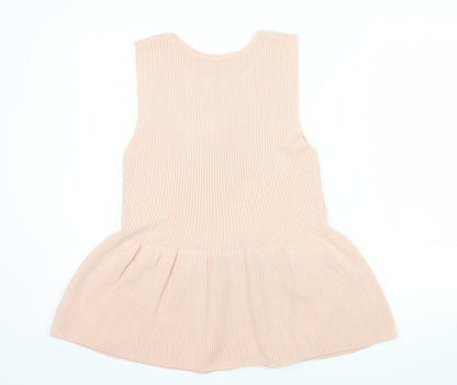Atmosphere Women Beige Sleeveless Knit Peplum Jumper Size 14