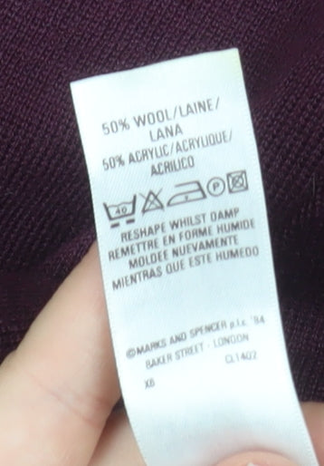 Marks and Spencer Women’s Purple Wool Blend V-Neck Cardigan Size 20