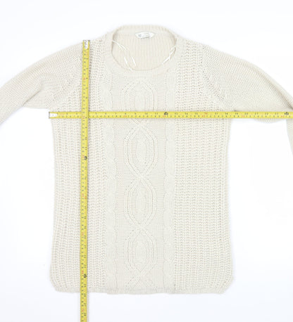 BHS Women’s Ivory Cable Knit Acrylic Jumper Size 8