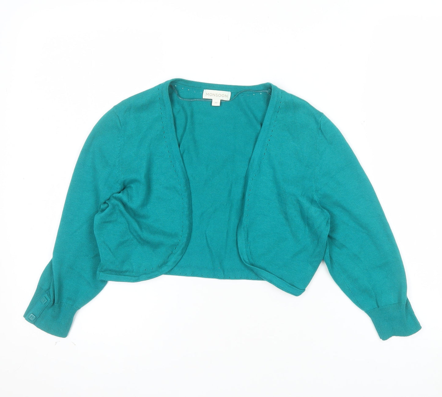 Monsoon Womens Green Cotton Shrug Cardigan M
