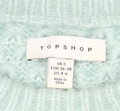Topshop Women’s Green Knit Crew Neck Jumper Size S UK 8-10