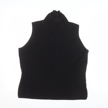 Rocha.John Rocha Women's Black Merino Wool Sleeveless Roll Neck Knit Top Size M