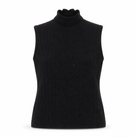 RJR.John Rocha Women's Black Merino Wool Sleeveless Roll Neck Knit Top Size M