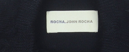 Rocha.John Rocha Women's Black Merino Wool Sleeveless Roll Neck Knit Top Size M