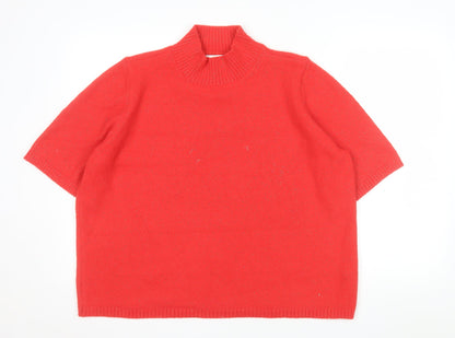 Marks and Spencer Women's Red Mock Neck Short Sleeve Jumper XL