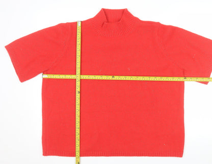 Marks and Spencer Women's Red Mock Neck Short Sleeve Jumper XL