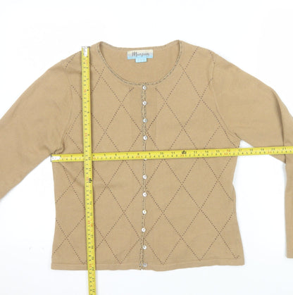 Monsoon Women’s Beige Cotton Angora Cardigan Size 10