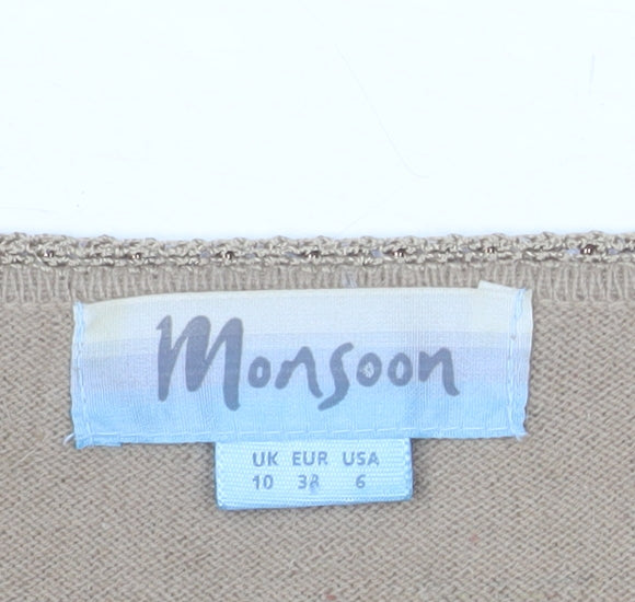 Monsoon Women’s Beige Cotton Angora Cardigan Size 10
