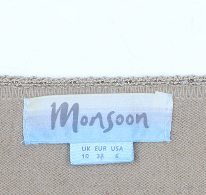 Monsoon Women’s Beige Cotton Angora Cardigan Size 10