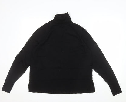 C Mens Black Merino Wool Roll Neck Jumper M Classic Fit