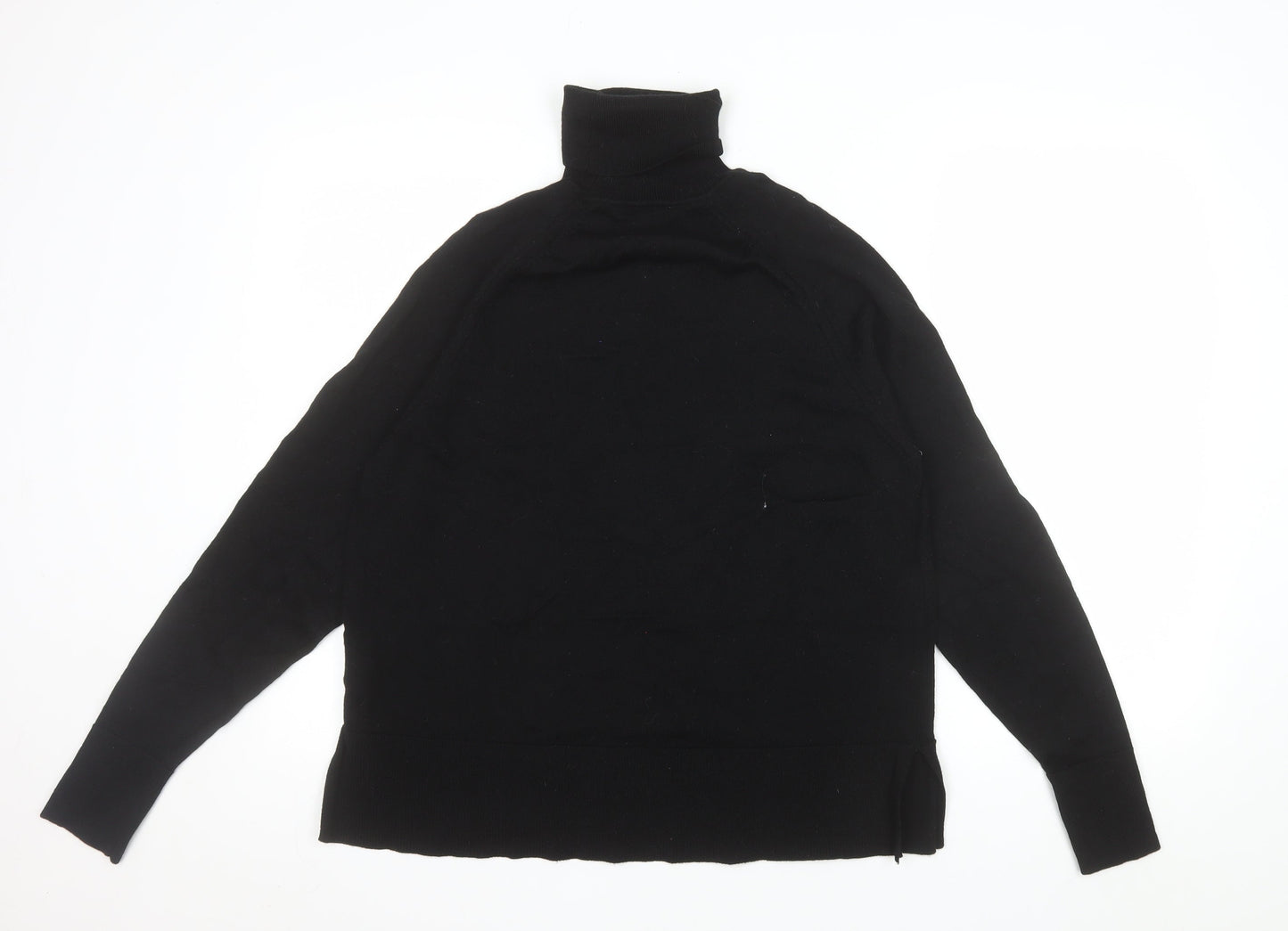 C Mens Black Merino Wool Roll Neck Jumper M Classic Fit