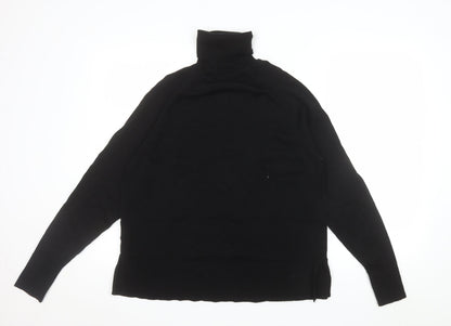 C Mens Black Merino Wool Roll Neck Jumper M Classic Fit