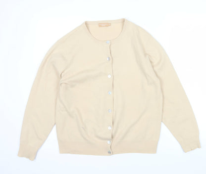 El Corte Inglés Women Beige 100% Cashmere Cardigan Size 16