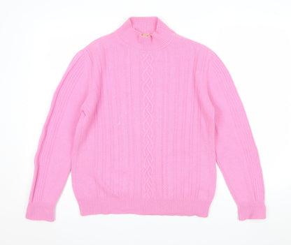 El Corte Inglés Women's Pink 100% Cashmere Mock Neck Jumper Size 14