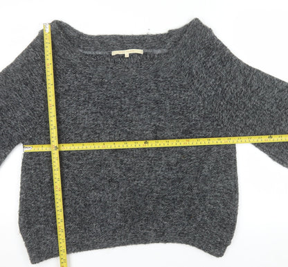 River Island Women Grey Chunky Knit Boat Neck Pullover Jumper Size 12