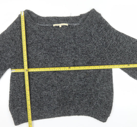 River Island Women Grey Chunky Knit Boat Neck Pullover Jumper Size 12