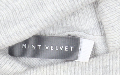 Mint Velvet Women Grey Roll Neck Long Sleeve Cotton Cashmere Jumper L