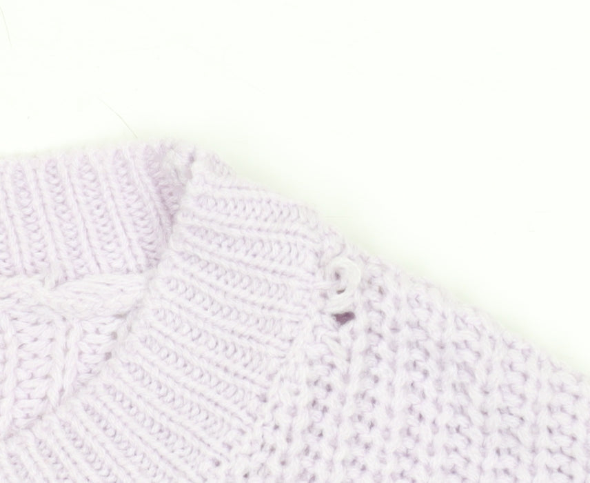 Boohoo Women Lilac Knit Jumper Small Acrylic Long Sleeve Crew Neck