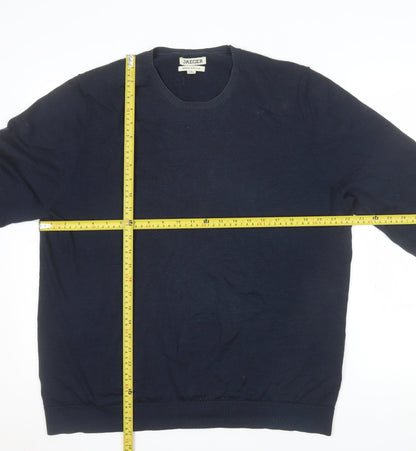 Jaeger Men Blue XL Merino Silk Crew Neck Jumper
