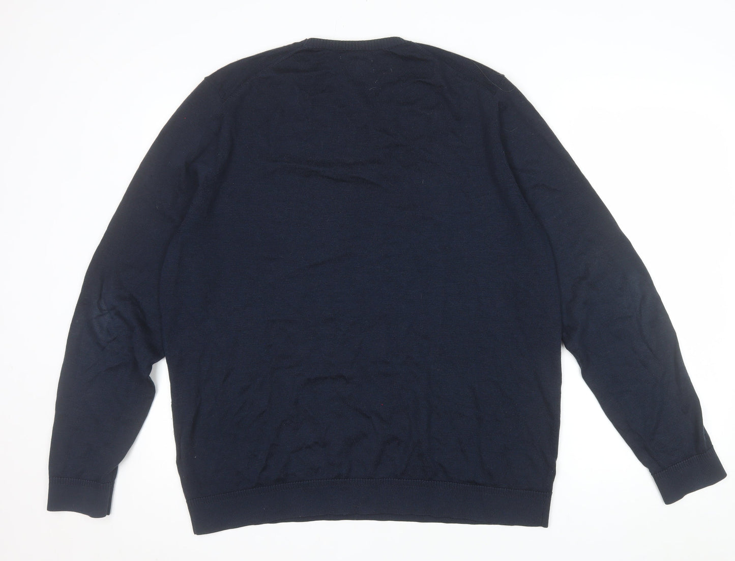 Jaeger Men Blue XL Merino Silk Crew Neck Jumper