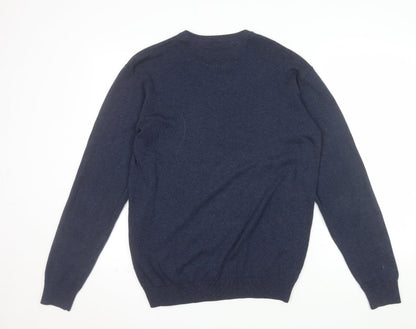 Sandstone Men's Blue Cotton V-Neck Jumper Size S