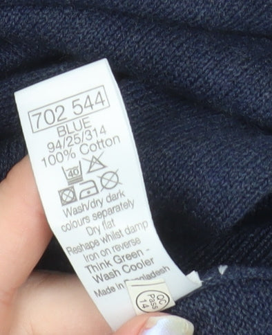 Sandstone Men's Blue Cotton V-Neck Jumper Size S