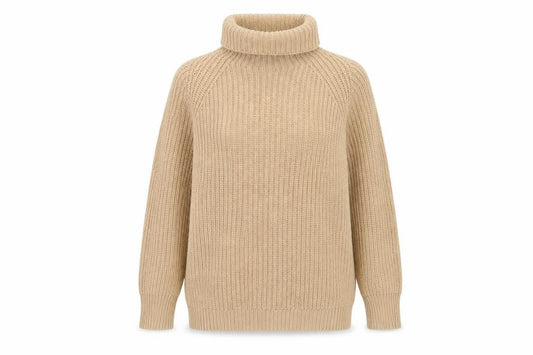 FARHI by Nicole Farhi Women Beige Roll Neck Wool Blend Jumper L